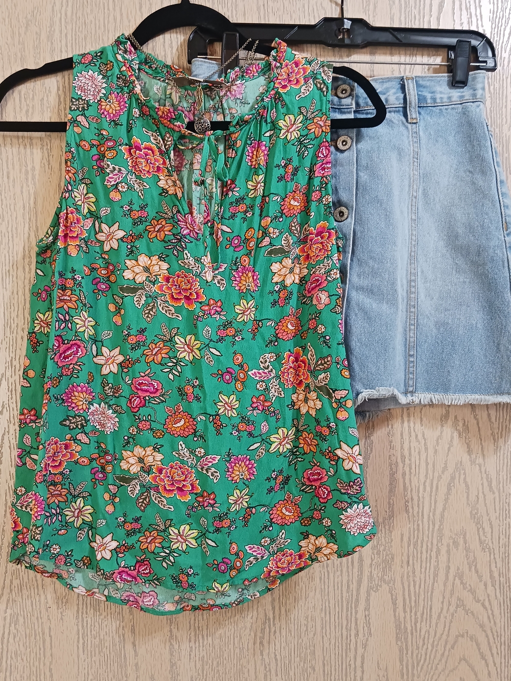 LOFT Womens Green Floral Top Tie-Front Sleeveless Camisole Boho Fairy Floral S